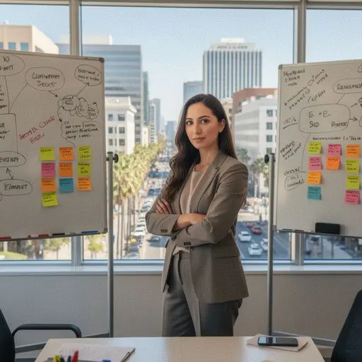 Close-up of hands programming a workflow automation tool on a desktop computer with clear data visualization.